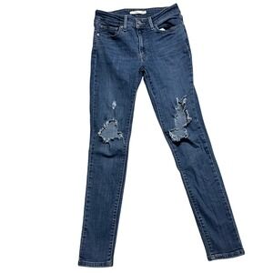 Levi's 711 Skinny Jeans Size‎ 27 Dark Wash Distressed Ripped Denim